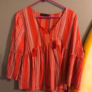 Orange pink and black stripped long sleeve